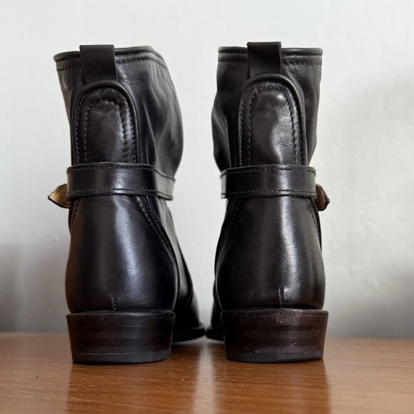 Frye Dorado Black Leather Ankle Buckle Boot Slouchy Size 8 - Picture 5 of 11